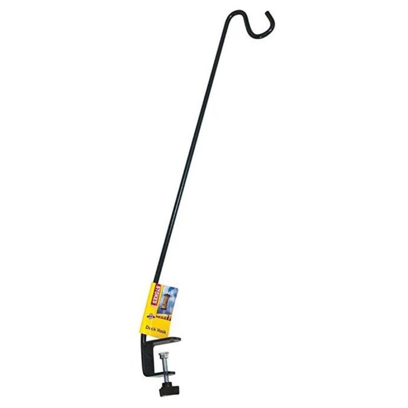 More Birds 33Inch ClampOn Deck Hook Steel Bird Feeders Plants and Windchimes Black