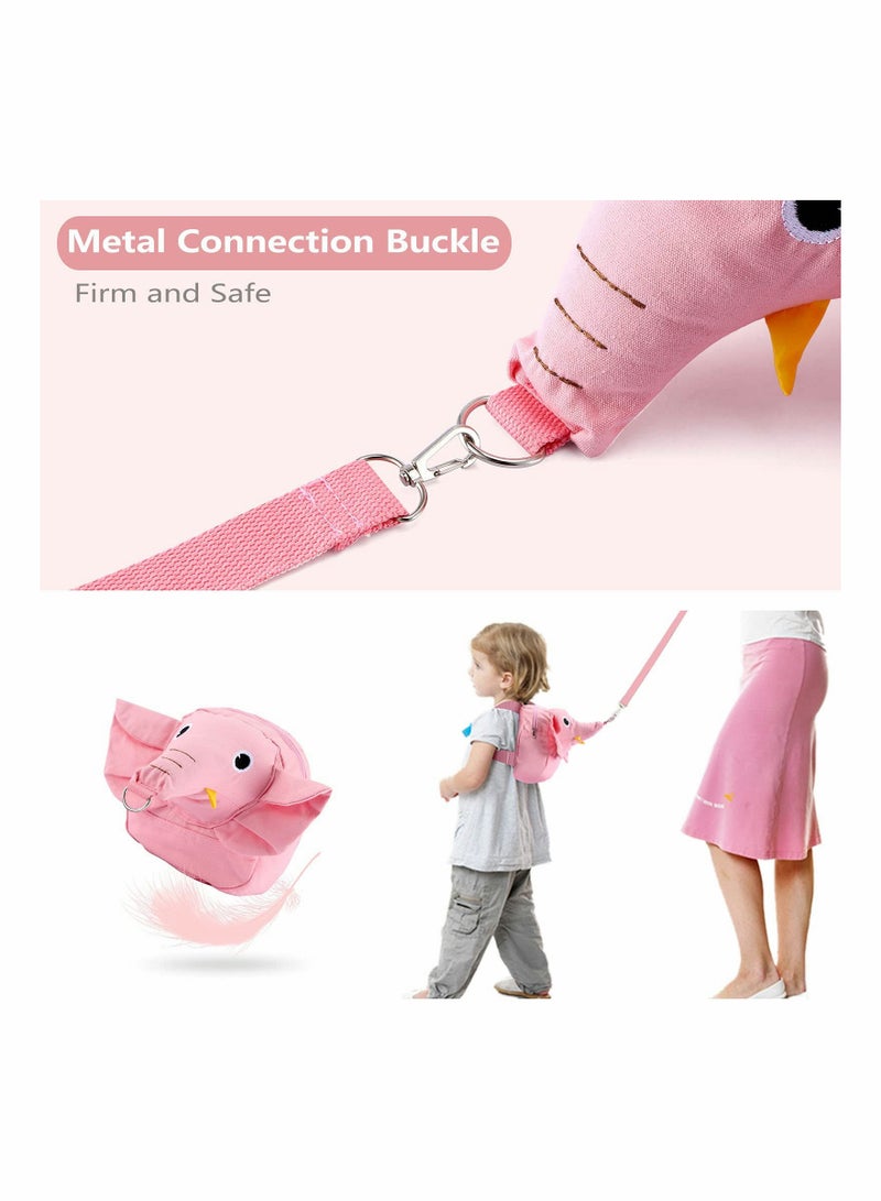 SYOSI Toddler Walking Safety Backpack with Leash, Anti Lost Child Backpack with Safety Leash, Child Mini Walking Safety Harness for Airport Travel Kids Baby Children Infant Boys Pink  - Image 3