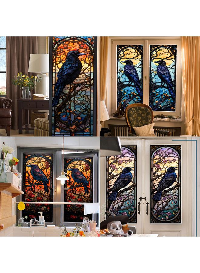 Bluejw BL171-175  Halloween Crow Electrostatic Glass Sticker PVC Glue-free Home Decorative Glass Window Sticker - Image 2