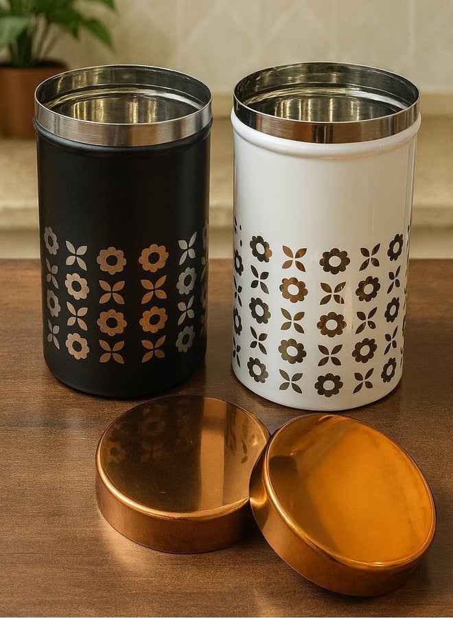 STEEPLE Stainless Steel Container Set of 6 | 750 ml Airtight Steel Jars for Kitchen Storage | Food-Grade Rust-Free Canisters for Tea, Coffee, Sugar, Dry Fruits, Snacks | Premium Floral Steel Jar Set - Image 4