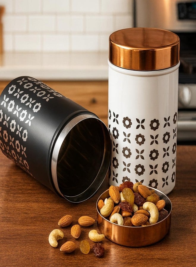STEEPLE Stainless Steel Container Set of 6 | 750 ml Airtight Steel Jars for Kitchen Storage | Food-Grade Rust-Free Canisters for Tea, Coffee, Sugar, Dry Fruits, Snacks | Premium Floral Steel Jar Set - Image 3