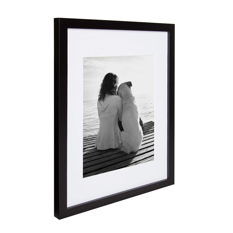DesignOvation Gallery Wood Photo Frame Set for Customizable Wall Display, Black 11x14 matted to 8x10, Pack of 4 - Image 3