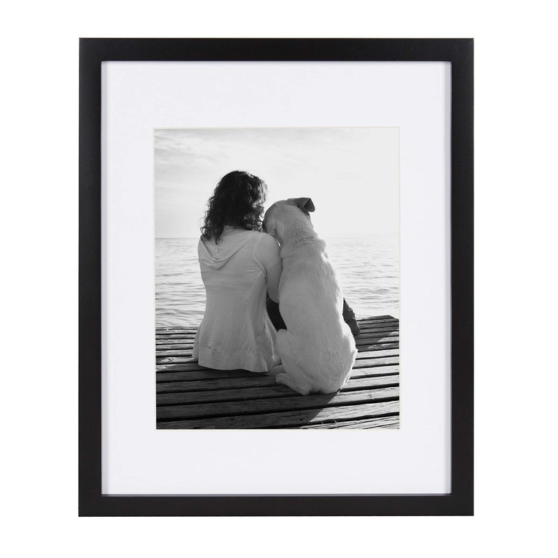 DesignOvation Gallery Wood Photo Frame Set for Customizable Wall Display, Black 11x14 matted to 8x10, Pack of 4 - Image 2