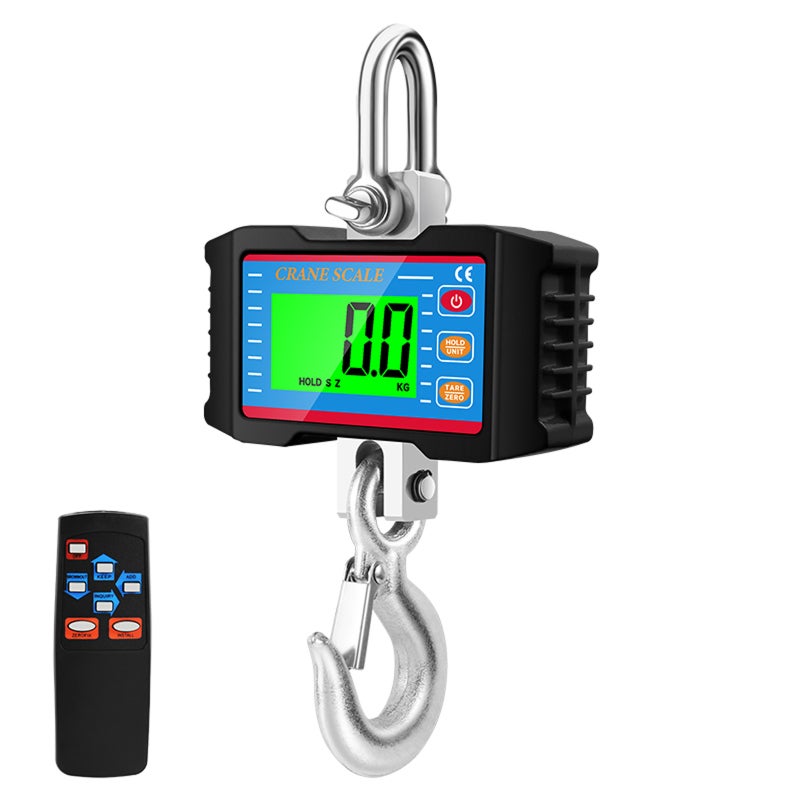 Digital Crane Scale 26*14*6cm Black - Heavy Duty 1000Kg (2204Lb) Capacity With 0.5Kg Resolution Hanging Scale For Industrial Construction Site Outdoor Commercial Use - Image 1