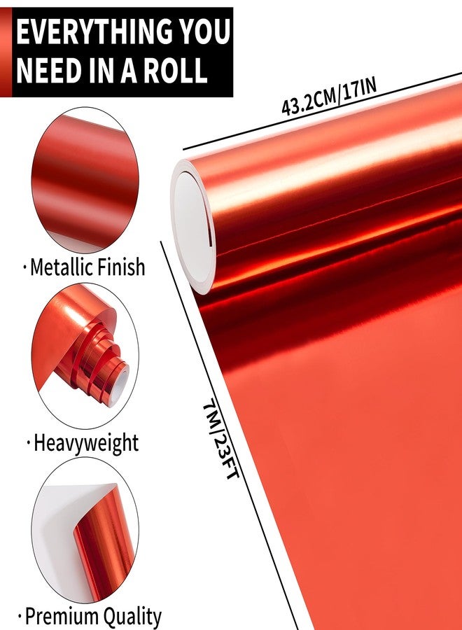 PENPRIS Red Metallic Wrapping Paper Roll- 17in X 23Ft Metal Wrapping Paper Roll for Gift Wrapping Solid Color Paper for Christmas,Birthday,Wedding,Baby Shower PAP12RD07 - Image 2