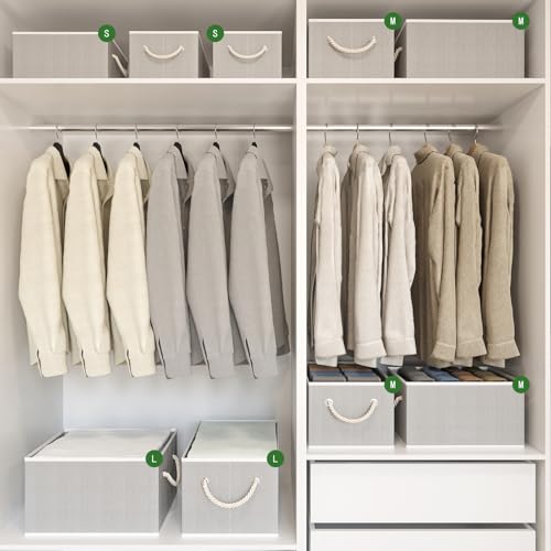 COYACOOL Closet Storage Bins, Linen Closet Organizers and Storage Basket for Shelves, Collapsible Shelf Baskets for Organizing Shelves, Bedroom Clothes Basket, Gray, 3 Pack - Image 5