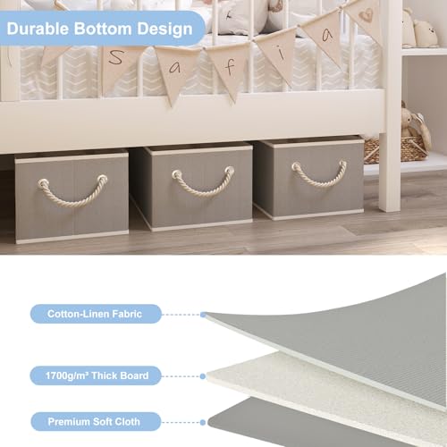 COYACOOL Closet Storage Bins, Linen Closet Organizers and Storage Basket for Shelves, Collapsible Shelf Baskets for Organizing Shelves, Bedroom Clothes Basket, Gray, 3 Pack - Image 2
