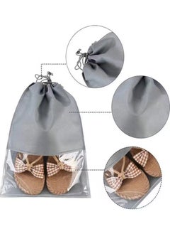 haleemy 15-Piece Non-Woven Dust Proof Travel Shoe Bags Grey 32x44cm  - Image 4