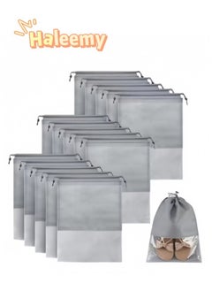 haleemy 15-Piece Non-Woven Dust Proof Travel Shoe Bags Grey 32x44cm  - Image 1