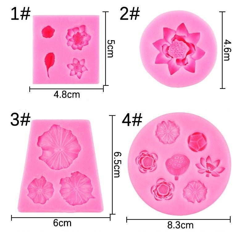 Lotus Silicone Mold: 4-Piece Pink Non-Stick Set - Effortless Release Extreme Temperature Resilience Fondant Mold Set for Cake Decoration Chocolate Candy Making Cupcake Toppers - Image 4