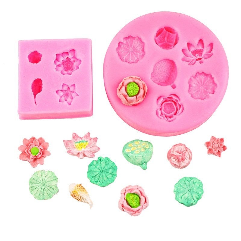 Lotus Silicone Mold: 4-Piece Pink Non-Stick Set - Effortless Release Extreme Temperature Resilience Fondant Mold Set for Cake Decoration Chocolate Candy Making Cupcake Toppers - Image 3