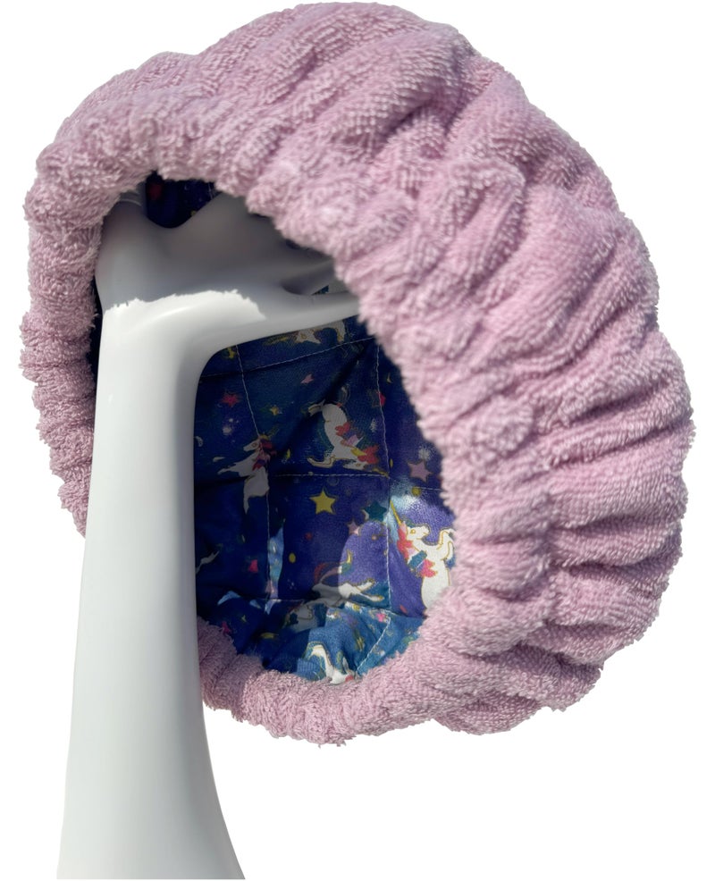 AKISS Flaxseed Deep Conditioning Heat Cap Portable Microwave Hot Bonnet Therapy Hair care Cap For Women (Pink Lavender/Unicorn, Large) - Image 2