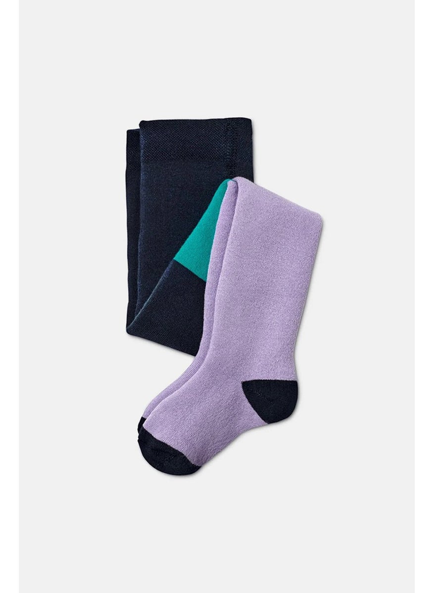 Tchibo Kid Girls 2 Pairs Of Thermal Tights, Orange and Purple  - Image 3