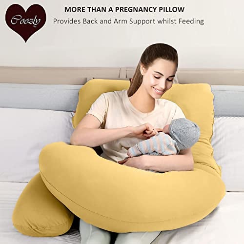 COOZLY G Shape Belly Back Pregnancy Pillow | G Shape Maternity Pillow with 100% Cotton Removable Covers | G Pregnancy Sleeping Pillow (Mustard) - Image 4