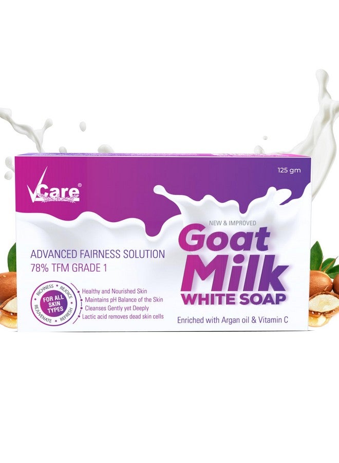 VCare Goat Milk White Soap 125 Gm (Pack Of 4) Enriched With Argan Oil & Vitamin Cbest Soap For Skin Hydration & Nourishment - Image 2