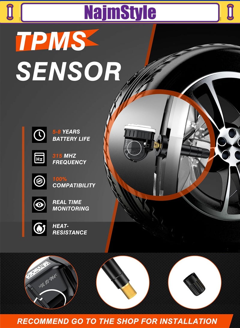 نجم ستايل مستشعر F2GT1A180AB TPMS، مستشعر ضغط الإطارات 315MHZ، يناسب فورد F150 Ecosport موستانج إسكيب إسكيب إكسبلورر فييستا رينجر لينكولن MKX MKZ MKZ MKS MKT Navigator F2GT1A150AB 4 قطع - Image 4