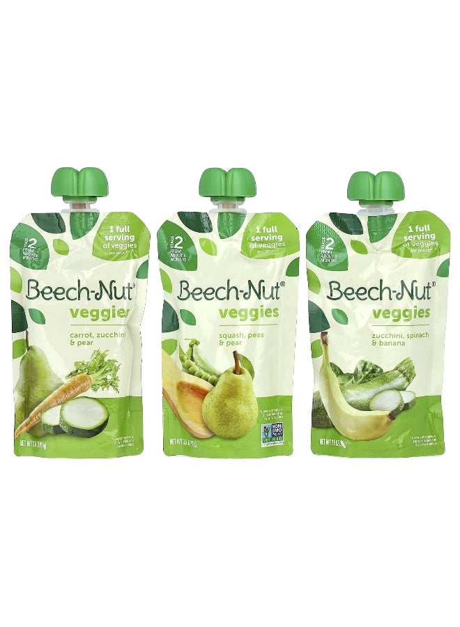 Beech-Nut بيتش-نات، خضروات، 6+ أشهر، مجموعة متنوعة، 9 أكياس، 3.5 أونصة (99 جرام) لكل منها - Image 3