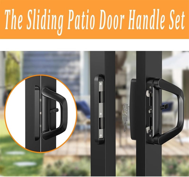 Sliding Glass Patio Door Handle with Lock, Keyed Security Lock Set for 0.75-1.4in Doors, 4-15/16" Screw-B, for Sliding Doors - Image 4