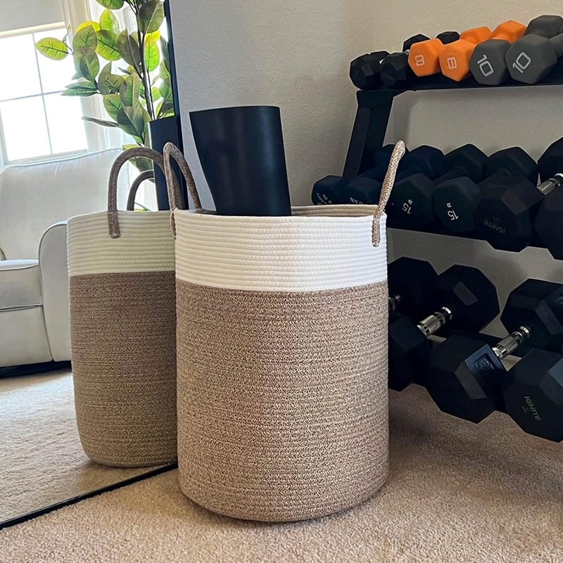 INDRESSME Baby Laundry Basket Laundry Hamper for Nursery Collapsible Laundry Baskets with Handles Tall Woven Basket for Toys Blankets Boho Decorative Basket for Living Room 15 x 20 inches - Image 4