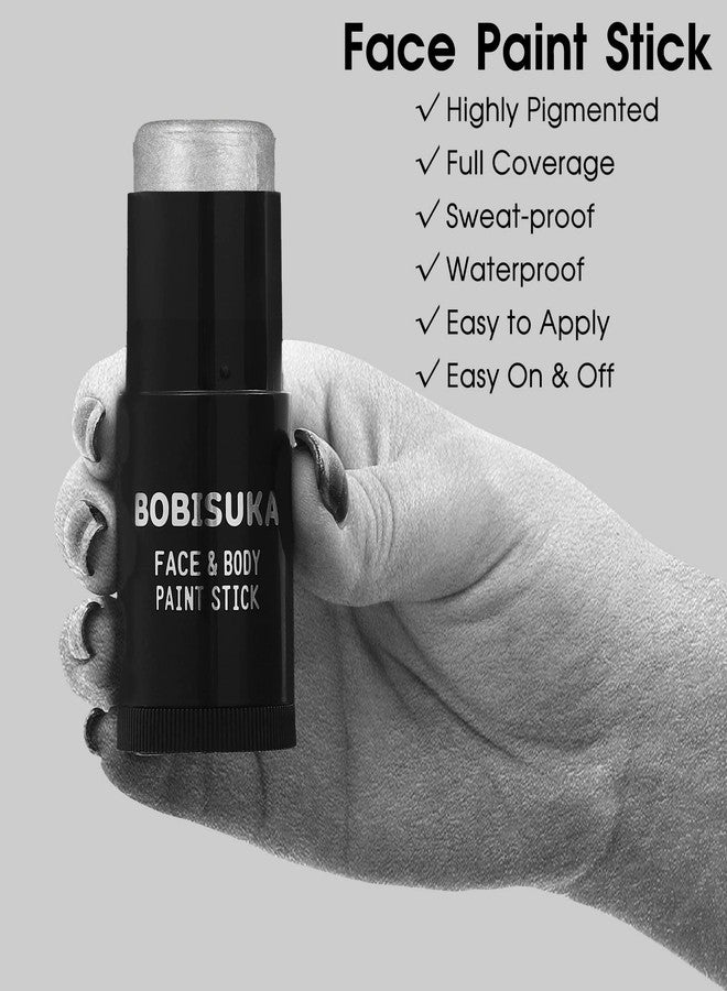 BOBISUKA Silver Face Paint Stick, Waterproof Metallic Silver Full Body Paint Sticks, Blendable Painting Kit for Halloween Makeup SFX Cosplay Special Effects Parties Cosplay Costume Stage - Image 2