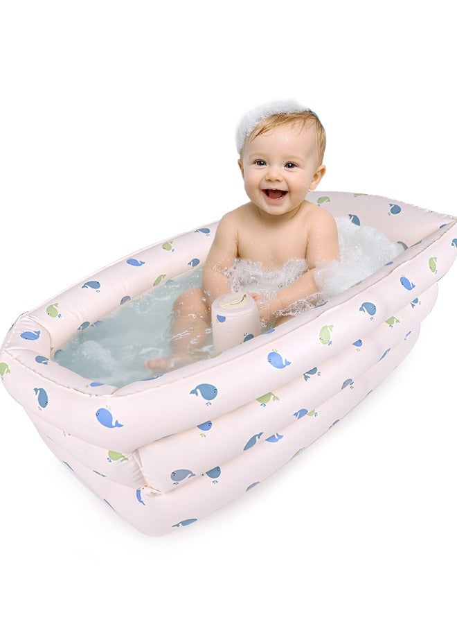 حوض استحمام الأطفال المضخم، وحوض استحمام الأطفال حديثي الولادة المحمول مع تصميم مضاد للانزلاق، وحوض سباحة للأطفال الصغار (الحيتان) - Image 1
