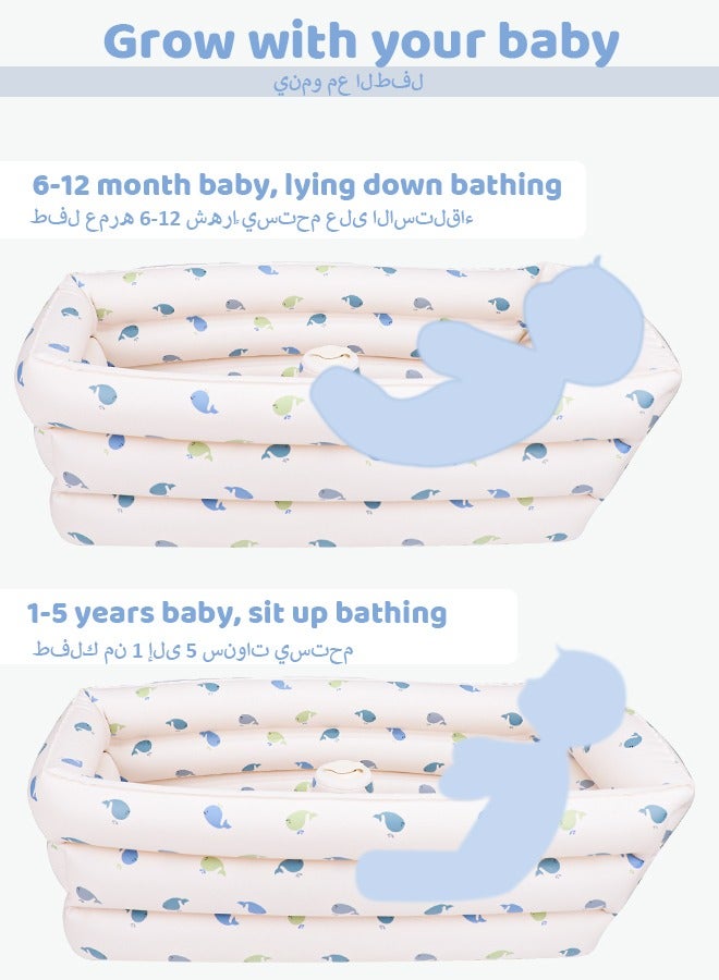 حوض استحمام الأطفال المضخم، وحوض استحمام الأطفال حديثي الولادة المحمول مع تصميم مضاد للانزلاق، وحوض سباحة للأطفال الصغار (الحيتان) - Image 3