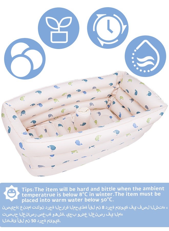 حوض استحمام الأطفال المضخم، وحوض استحمام الأطفال حديثي الولادة المحمول مع تصميم مضاد للانزلاق، وحوض سباحة للأطفال الصغار (الحيتان) - Image 4