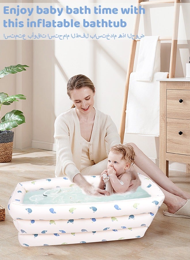 حوض استحمام الأطفال المضخم، وحوض استحمام الأطفال حديثي الولادة المحمول مع تصميم مضاد للانزلاق، وحوض سباحة للأطفال الصغار (الحيتان) - Image 5