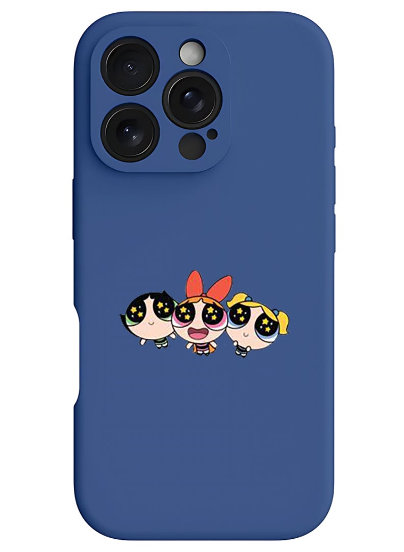Theodor iPhone 16 Pro Blue Protective Slim Fit Case Liquid Silicone Cover with Full Body Protection Anti-Scratch Shockproof Case For iPhone - Super girls  - Image 1