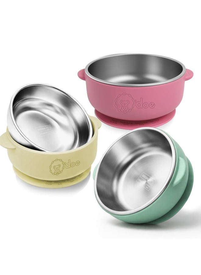 O'doe Baby Bowls – Stainless Steel Baby Feeding Bowls with Suction | Non-Slip Toddler Bowls for Self Feeding | BPA-Free Kids Bowls for Baby Food | Stainless Steel Bowls Kids - Image 1