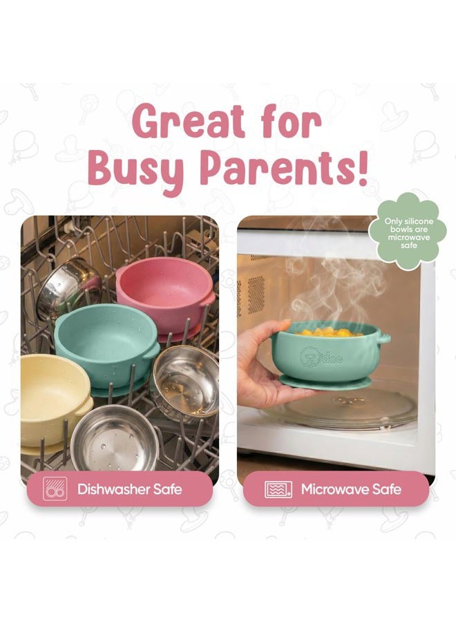 O'doe Baby Bowls – Stainless Steel Baby Feeding Bowls with Suction | Non-Slip Toddler Bowls for Self Feeding | BPA-Free Kids Bowls for Baby Food | Stainless Steel Bowls Kids - Image 4