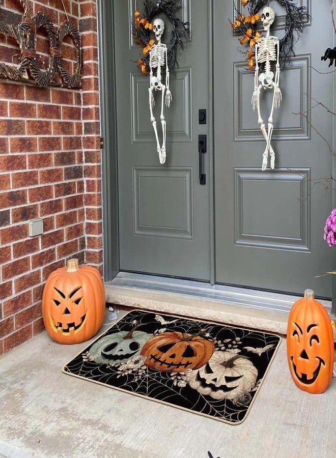 Baccessor Halloween Doormat 17x29 inch Halloween Black Pumpkins Spider Web Scary Spooky Decorative Front Doormat Indoor Outdoor Non Slip Rubber Backing Fall Entryway Kitchen Floor Decoration - Image 5