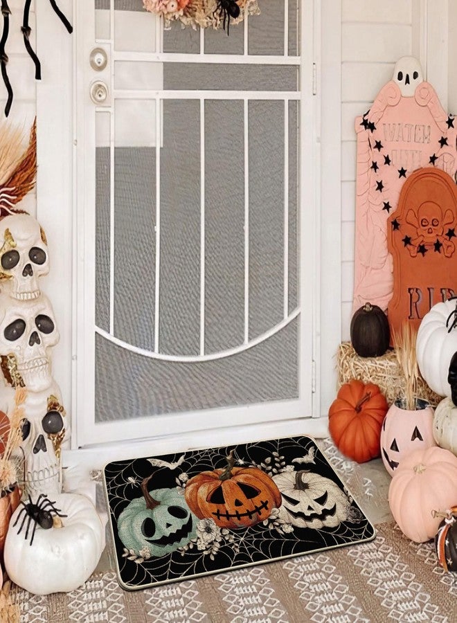 Baccessor Halloween Doormat 17x29 inch Halloween Black Pumpkins Spider Web Scary Spooky Decorative Front Doormat Indoor Outdoor Non Slip Rubber Backing Fall Entryway Kitchen Floor Decoration - Image 3