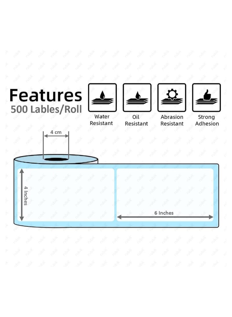 Rubik ملصق طابعة حرارية مباشرة مقاس 4 × 6 بوصة، 1000 قطعة (2 لفة) ملصق ذاتي اللصق مقاوم للماء للشحن والبريد - Image 3