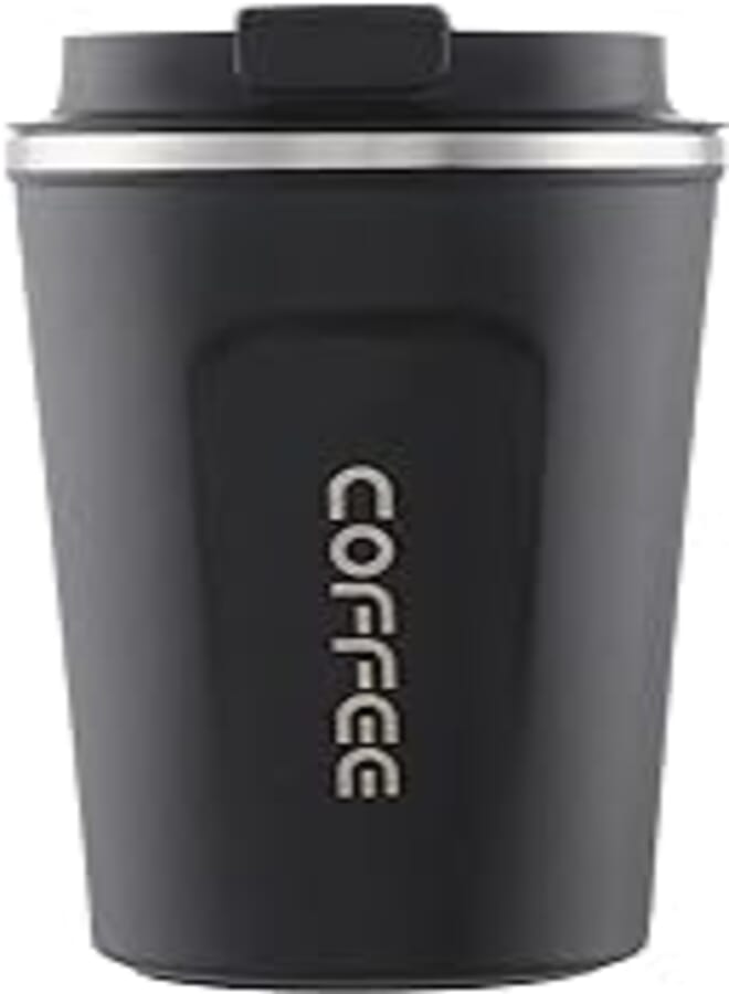 Vacuum Thermal Insulated Tumbler Spaghetti Coffee Mug - 380 ml (Black)