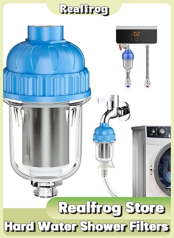 الضفدع الحقيقي مرشحات دش المياه العسرة، مرشحات رأس الدش لتصفية الرواسب والشوائب الأخرى، أجهزة تنقية مياه الصنبور المنزلية عالية الإنتاجية للمطابخ والحمامات، منقي مياه الدش (أزرق) - Image 1