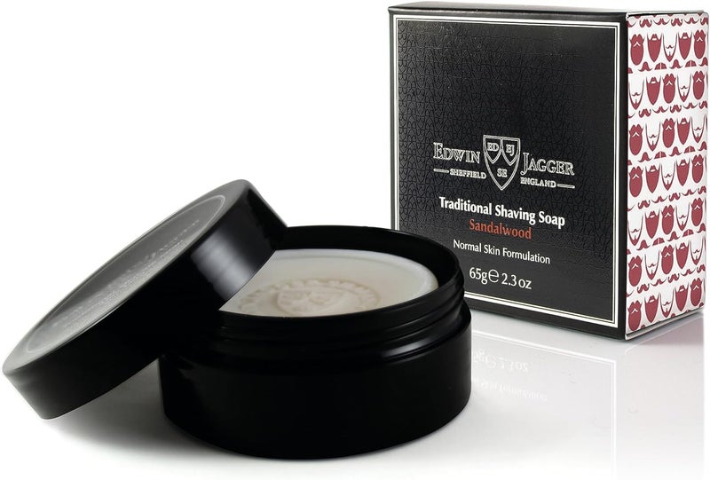 Edwin Jagger 99.9% Natural Sandalwood Shaving Soap - 65g Travel Tub - Image 1
