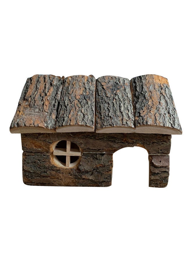 NIBEMINENT Natural Wooden Hamster Hideout House Brown 21 x 12 15cm - Image 1