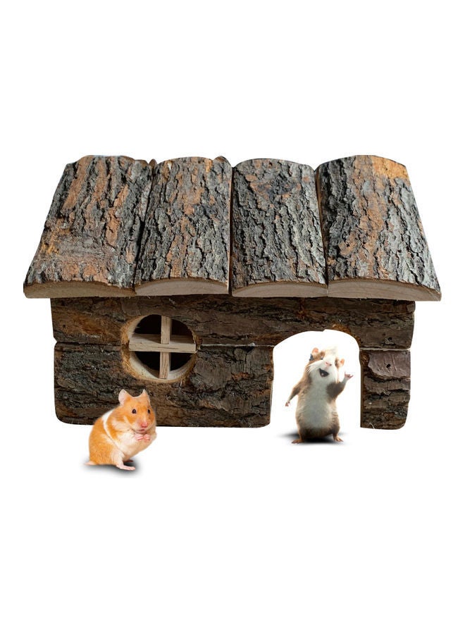 NIBEMINENT Natural Wooden Hamster Hideout House Brown 21 x 12 15cm - Image 3