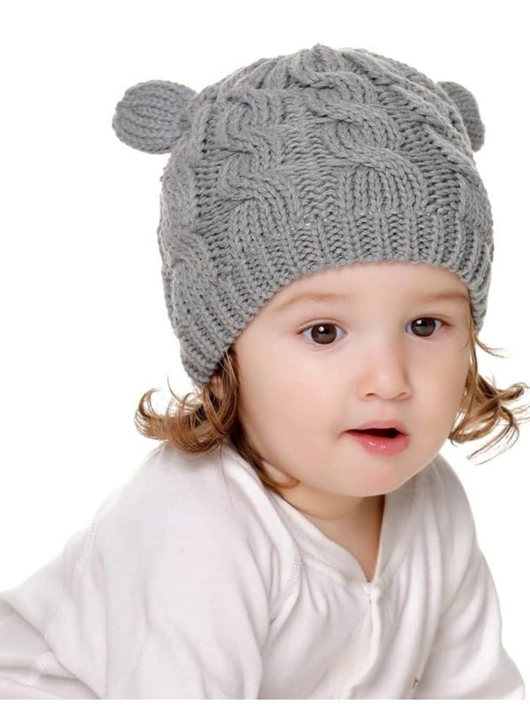 Barakah Newborn Baby Winter Beanie Hat Mittens Set Infant Toddlers Knitted Warm Cap Gloves with Ears for Boy Girl 6-18 Months - Image 2