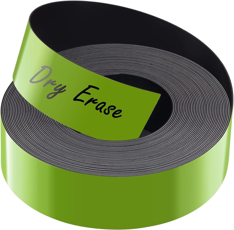 LLPT Dry Erase Magnetic Label Strips 1” x 26 Ft Blank Writable Magnet Roll Labels Reusable Cutable for Refrigerator Shelf Whiteboard Toolbox Craft and Other Metallic Surfaces Green (DMS166) - Image 1