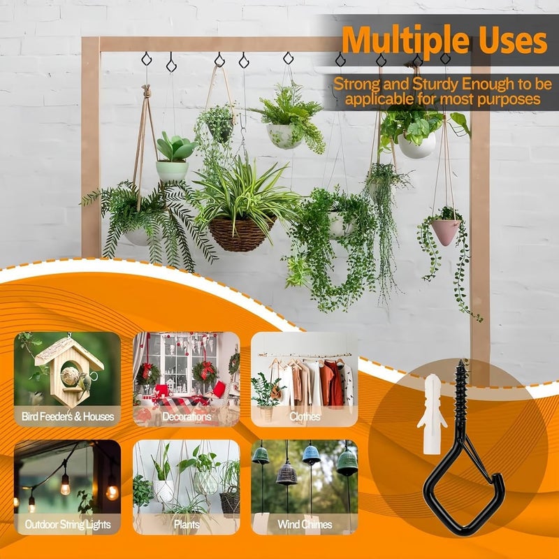 Xfopz 20PCS 22 Inches Screw Ceiling Hooks Hanging Hanger Hooks for Outdoor String Lights Siding Hooks Metal Hanging Ceiling Hooks for Cup Plants String Lights - Image 5