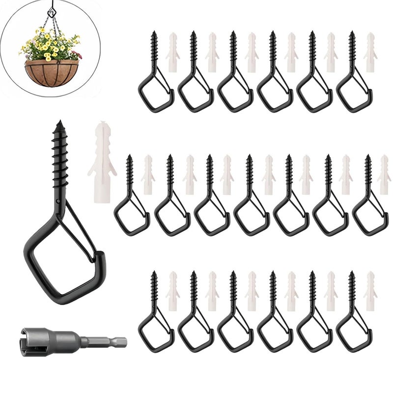 Xfopz 20PCS 22 Inches Screw Ceiling Hooks Hanging Hanger Hooks for Outdoor String Lights Siding Hooks Metal Hanging Ceiling Hooks for Cup Plants String Lights - Image 1
