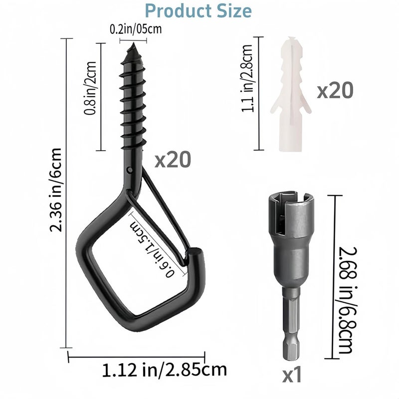 Xfopz 20PCS 22 Inches Screw Ceiling Hooks Hanging Hanger Hooks for Outdoor String Lights Siding Hooks Metal Hanging Ceiling Hooks for Cup Plants String Lights - Image 2