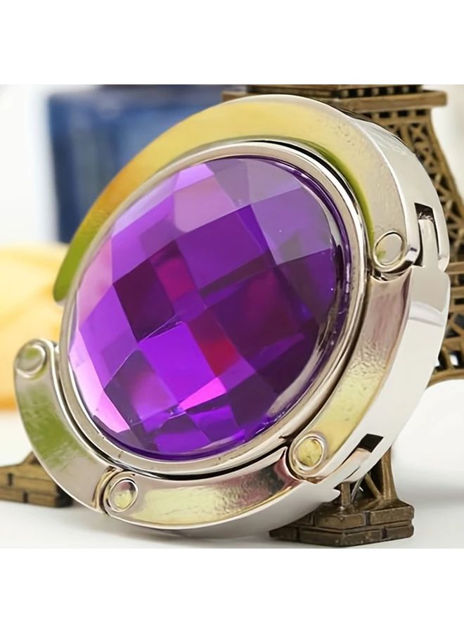 Purple Portable Foldable Handbag Hanger Practical Table Hanging Bag Hook - Image 1