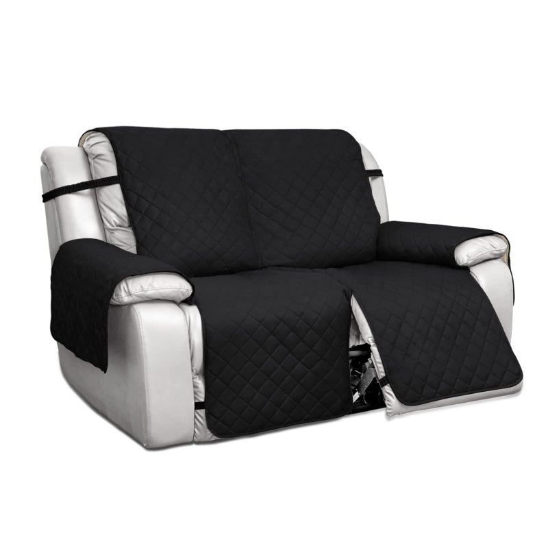 PureFit Water Resistant Reversible Sofa Covers for Reclining Sofa 2 Seat  Non Slip Split Recliner Couch Cover for Double Recliner Washable Furniture Protector for Kids Dogs 2 Seat BlackBeige