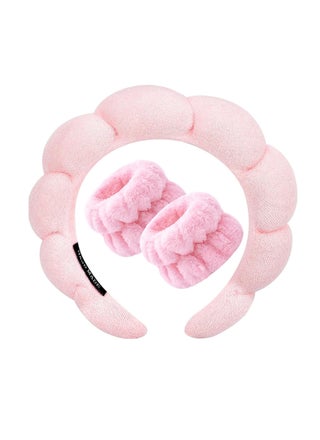 Spa Headband For Washing Face With Wristband Sponges
