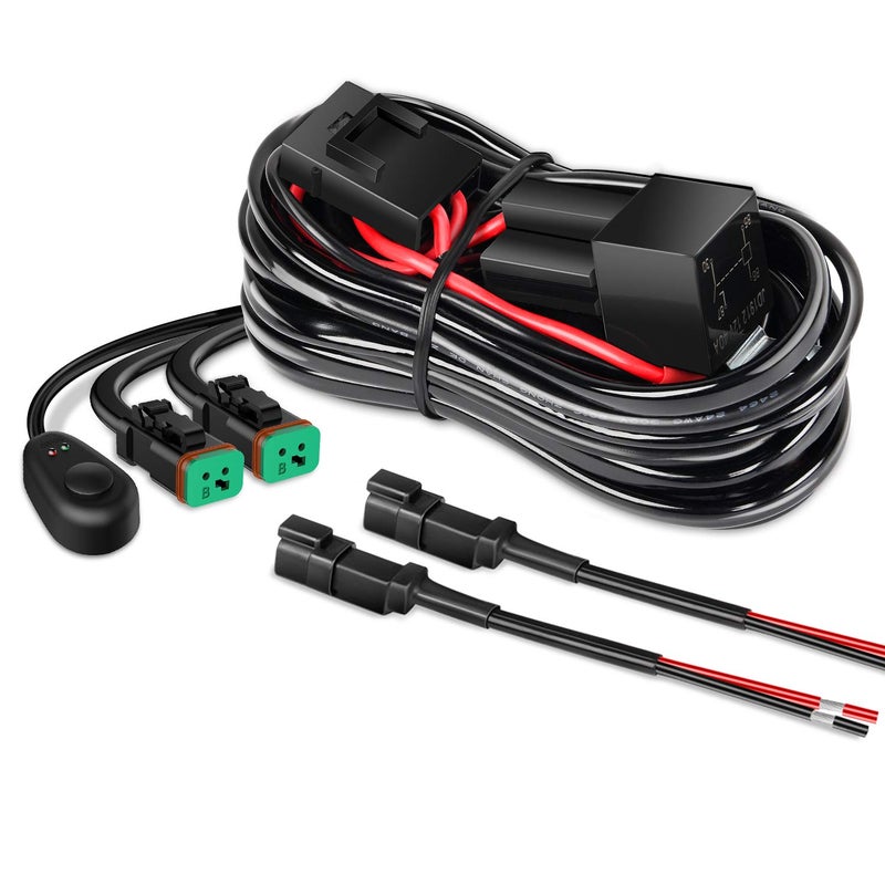 Nilight Nilight - 10016W 16AWG DT Connector Wiring Harness Kit LED Light Bar 12V On Off Switch Power Relay Blade Fuse for Off Road Lights LED Work Light-2 Leads,2 Years Warranty  - Image 1
