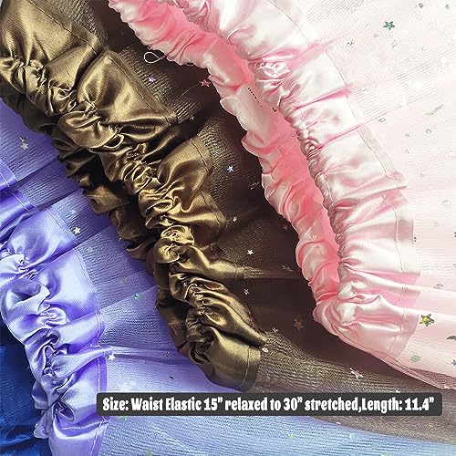 WINROLA Little Girls Stars Sequins Tutu Skirt Princess Ballet Dance Dress for 0-6 Y Sparkle Elastic 3 Layered Tulle Tutu Skirt Brown - Image 4