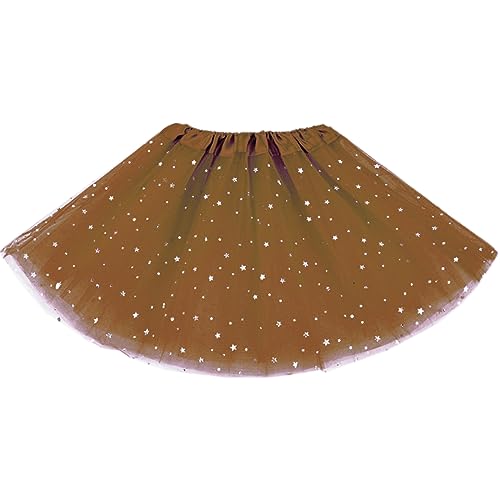 WINROLA Little Girls Stars Sequins Tutu Skirt Princess Ballet Dance Dress for 0-6 Y Sparkle Elastic 3 Layered Tulle Tutu Skirt Brown - Image 1